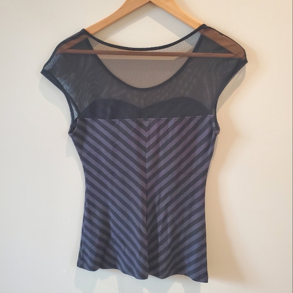 XXI Black and Grey Corset Style Mesh Top (S) - Picture 2 of 3